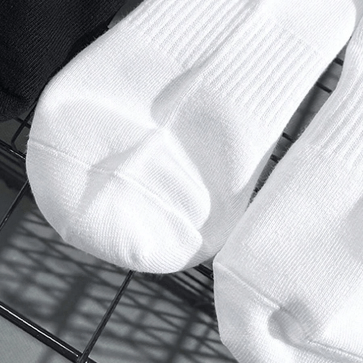 6 Pairs Women's Mid - calf Socks With Black & White Stripes And High Elasticity, Suitable For Daily Wear - Lolli World Marketplace