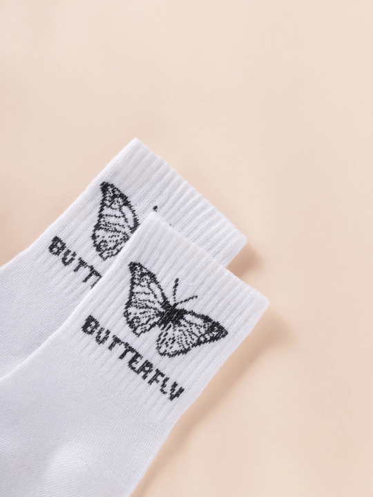 6pairs Butterfly Pattern Crew Socks - Lolli World Marketplace