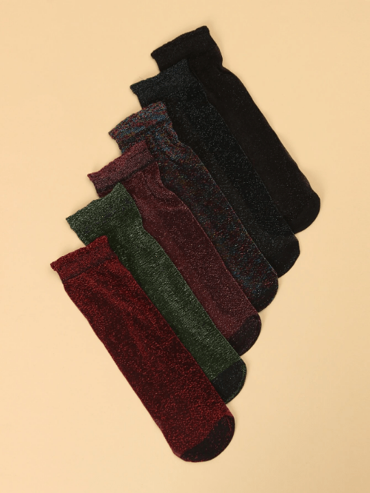 6pairs Glitter Detail Crew Socks - Lolli World Marketplace