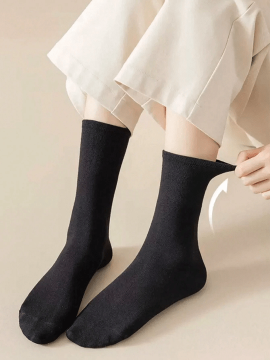 6pairs/set Multicolor Solid Color Sport Style Pile Socks For Women - Lolli World Marketplace