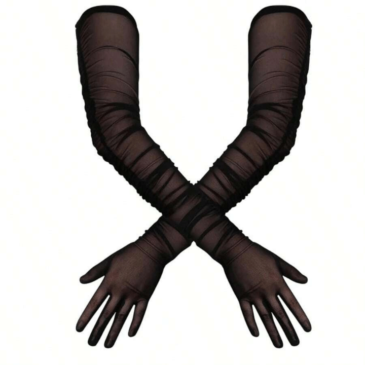 70cm Women Sexy Folds Mesh High Elasticity Extra Long Gloves Fashion Elegant Opera Thin Dress Accessories - Lolli World Marketplace
