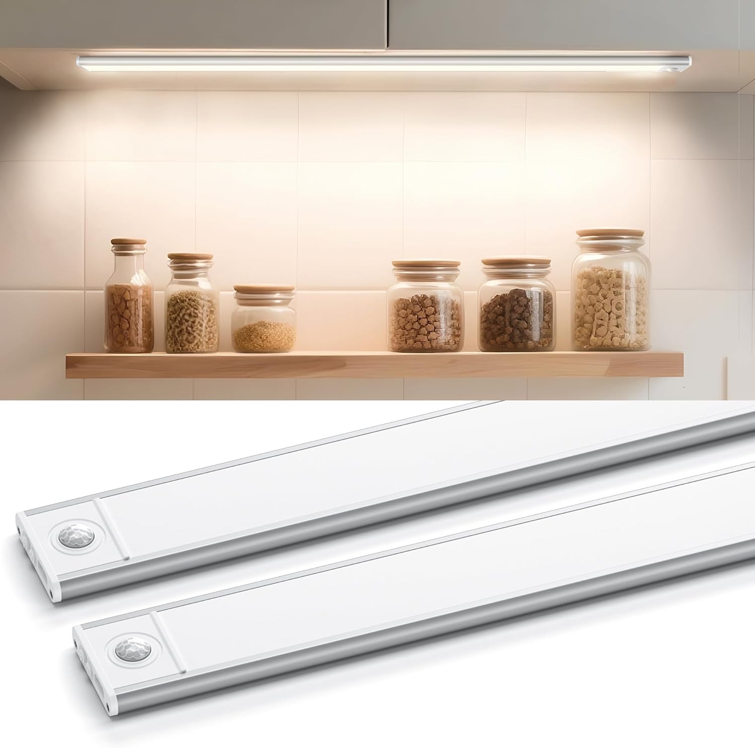 Motion Sensor Light Indoor Lighting with 3 Colors Rechargeable Lamp 60cm