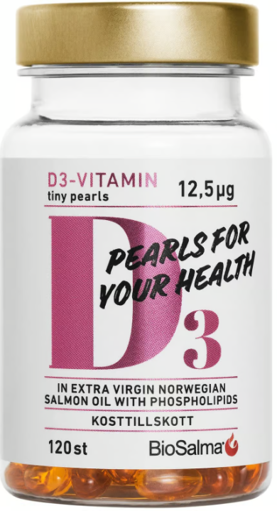 BioSalma D3-Vitamin 12.5ug Tiny Pearls 120 capsules