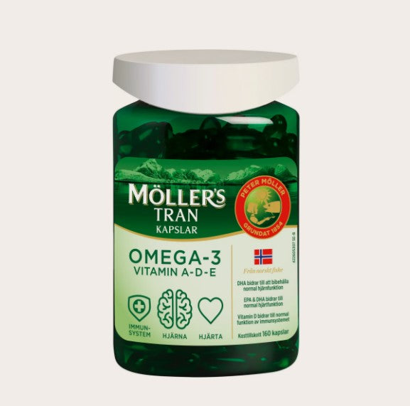 Möllers Tran Omega-3 with Vitamin A-D-E 160 Capsules