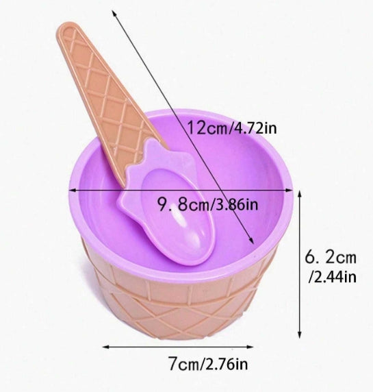 4-pieces Ice Cream Bowl And Spoon Set