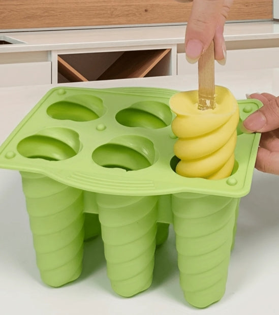 Six-Hole Spiral Silicone Ice Cream Mold