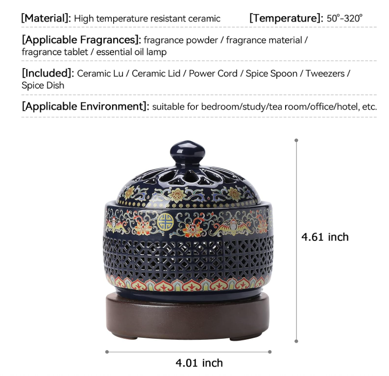 Ceramic Holder Electric Incense Burner Enamel