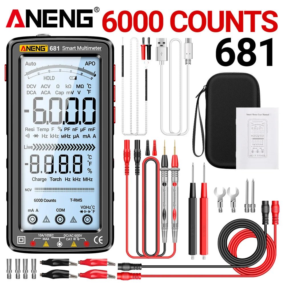 ANENG 681 Rechargable Digital Professional Multimeter Non - contact Voltage Tester AC/DC Voltage Meter LCD Screen Current Tester