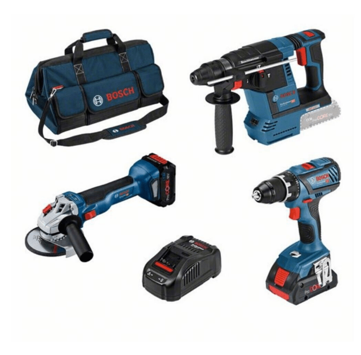 Bosch COMBO SET 18V GSR/GWS/GBH 4&8AH PC BAG - Lolli World Marketplace