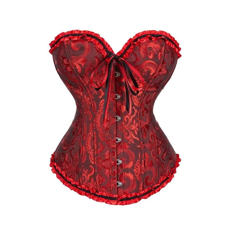 BurVogue Women Lace Up Sexy Floral Boned Corset Overbust Body Shaper BustierLingerie Bodyshaper Top Corsets Top