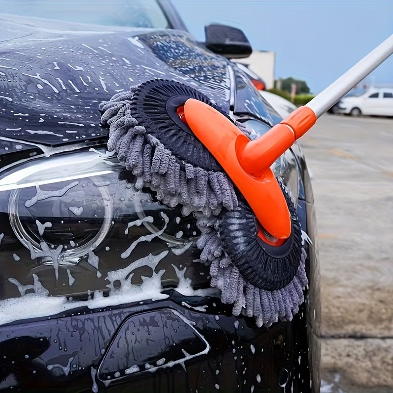 [Car Wash Brush] Adjustable Long - Handled Car Cleaning Brush, Chenille Microfiber Car Wash Tools - Heavy - Duty Multi - Surface Car Wash Mop, Truck, SUV, RV, Home & Vehicle Detailing, Soft Bristle - Free Duster for Hard - to - Areas