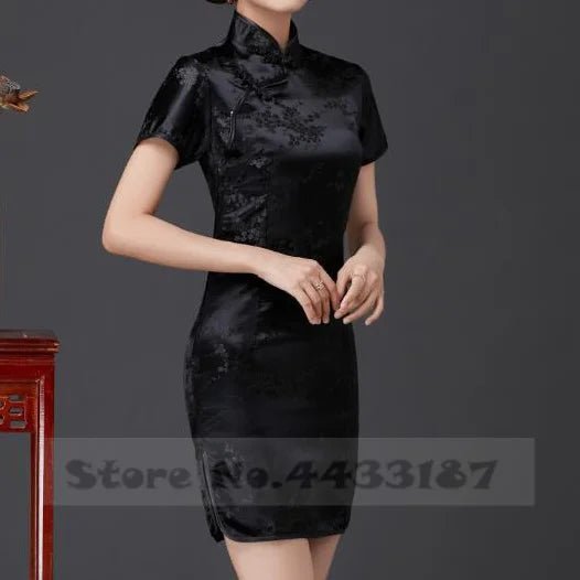 Classic Chinese Style Dress Female Qipao Sexy Short Sleeve Mini Cheongsam Elegant Jacquard Flower Traditional Clothing Y2K Qipao