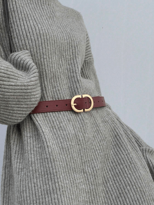 DAZY Burgundy PU Leather Buckle Belt - Lolli World Marketplace