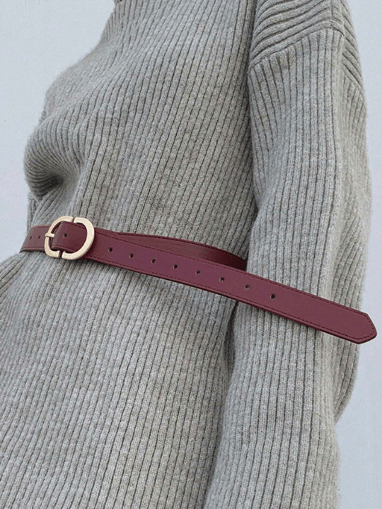 DAZY Burgundy PU Leather Buckle Belt - Lolli World Marketplace