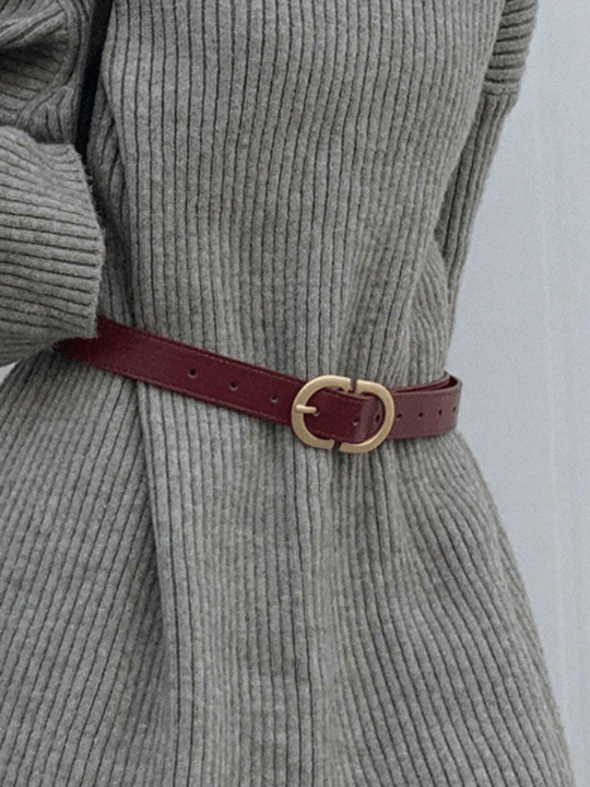 DAZY Burgundy PU Leather Buckle Belt - Lolli World Marketplace