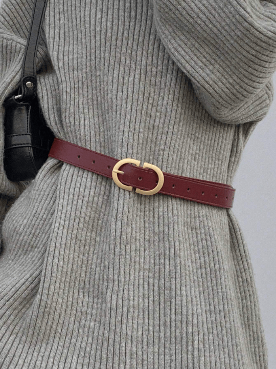 DAZY Burgundy PU Leather Buckle Belt - Lolli World Marketplace