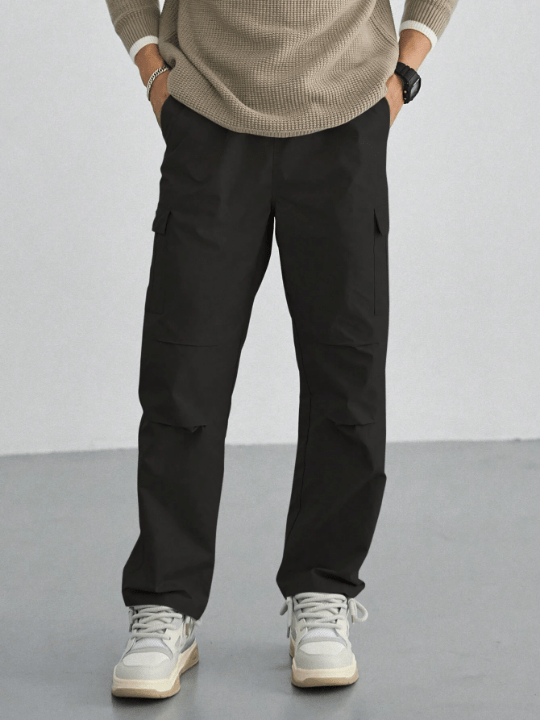 DAZY Men's Solid Color Straight Pants With Slanted Pockets - Lolli World Marketplace