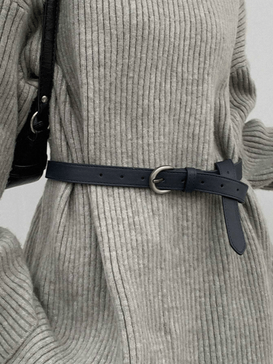 DAZY Navy Blue PU Leather Buckle Belt - Lolli World Marketplace