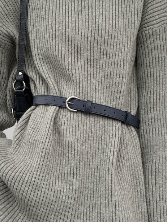 DAZY Navy Blue PU Leather Buckle Belt - Lolli World Marketplace