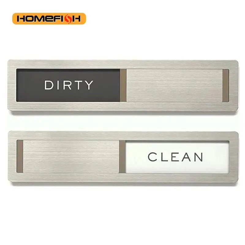 Dishwasher Magnet Clean Dirty Sign, Premium Stainless Steel Black and White Non - Scratch/Kitchen Decor/Easy to Read & Slide