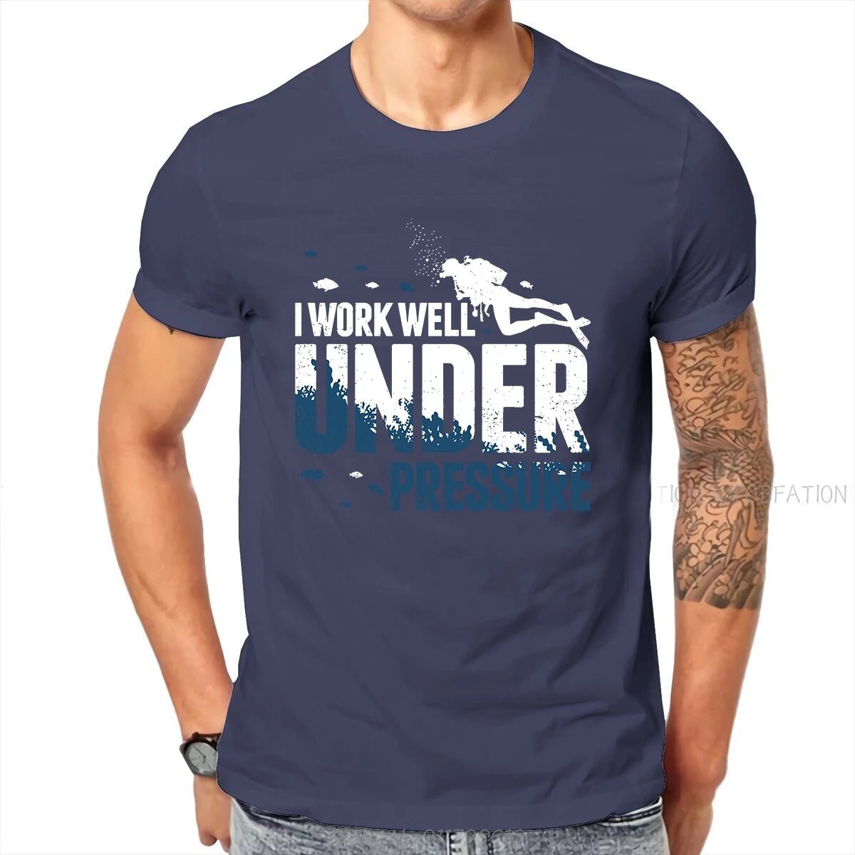 Diver I Work Well Under Pressure T-Shirt Dive Scuba Diving Male Tees Cotton Streetwear T Shirt