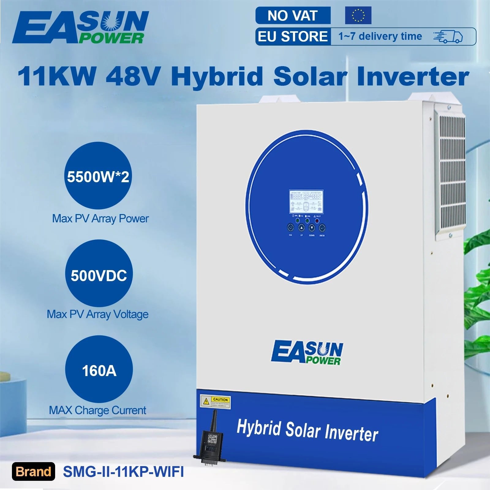 EASUN 11000W Hybrid Solar Inverter MPPT 220V 48V Max PV Input 500V 22000VA Solar Charger 160A Dual Input Support BMS With WIFI
