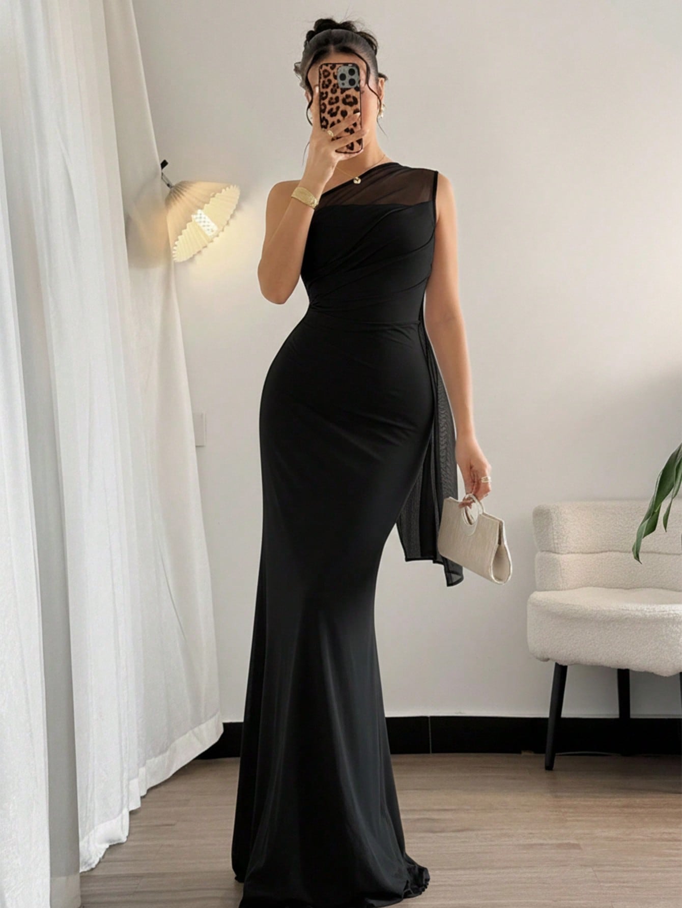 Elegant Romantic Fashion Commuter Sexy Elegant Style Asymmetrical Neck Bodycon Maxi Dress, Suitable For Party, Beach Vacation, Back To School, Romantic Date, Wedding Season, Birthday, Easter, Spring/Summer Dress Formal Dresses For Wedding Guest,Wedding Gu
