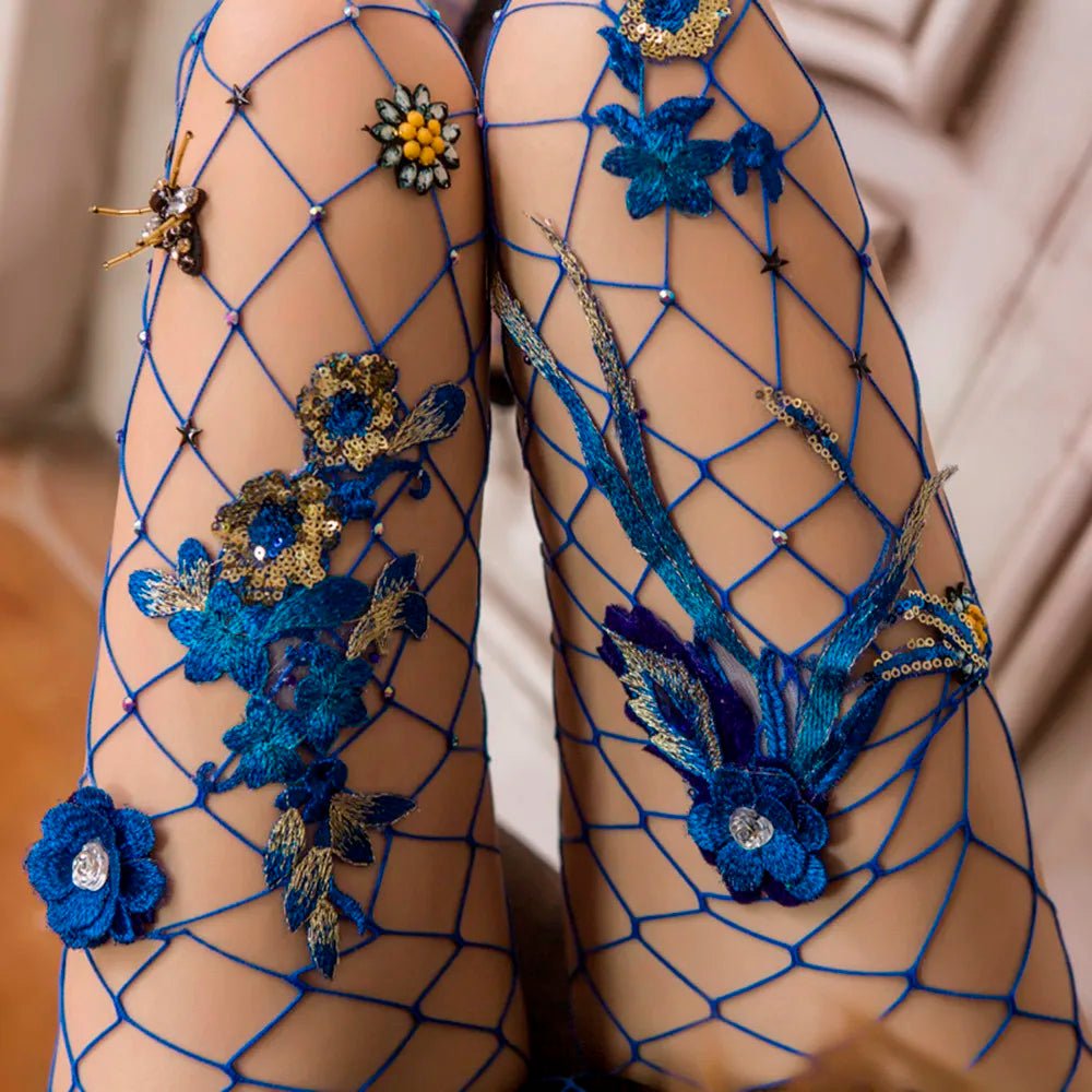 Fashion Women's Net Pearl Fishnet Bodystockings Pattern Pantyhose Tights Stockings Long Tights Rhinestone Pantyhose Medias 2018
