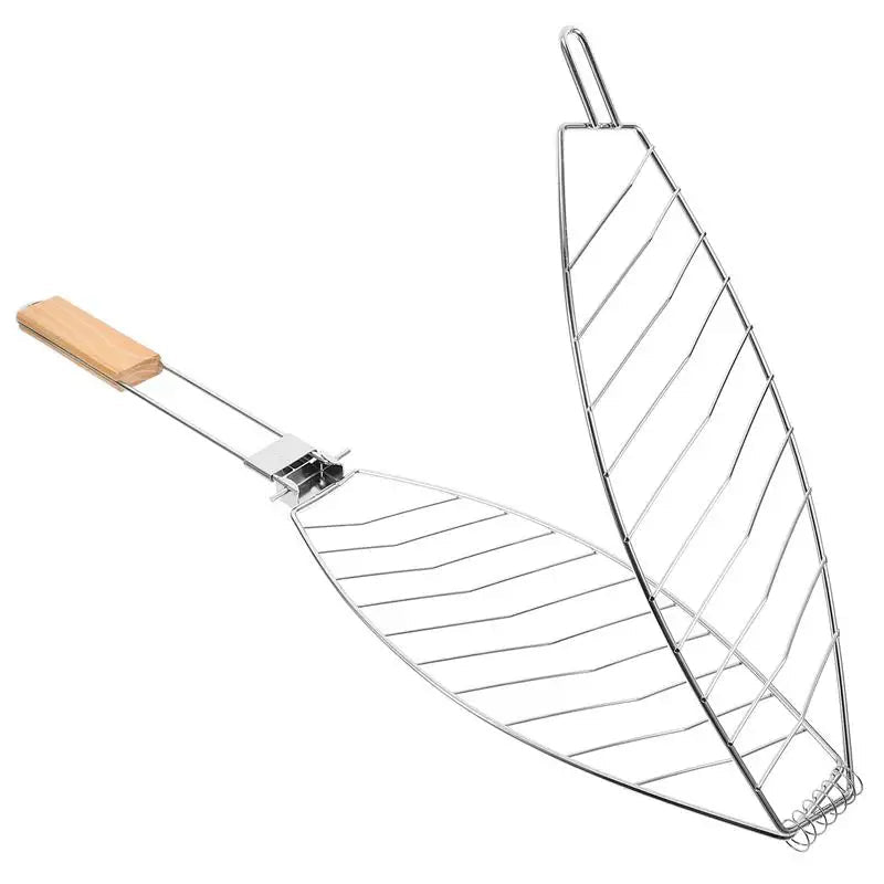 Fish Grill Basket Folding Portable Stainless Steel Barbecue BBQ Grill Basket