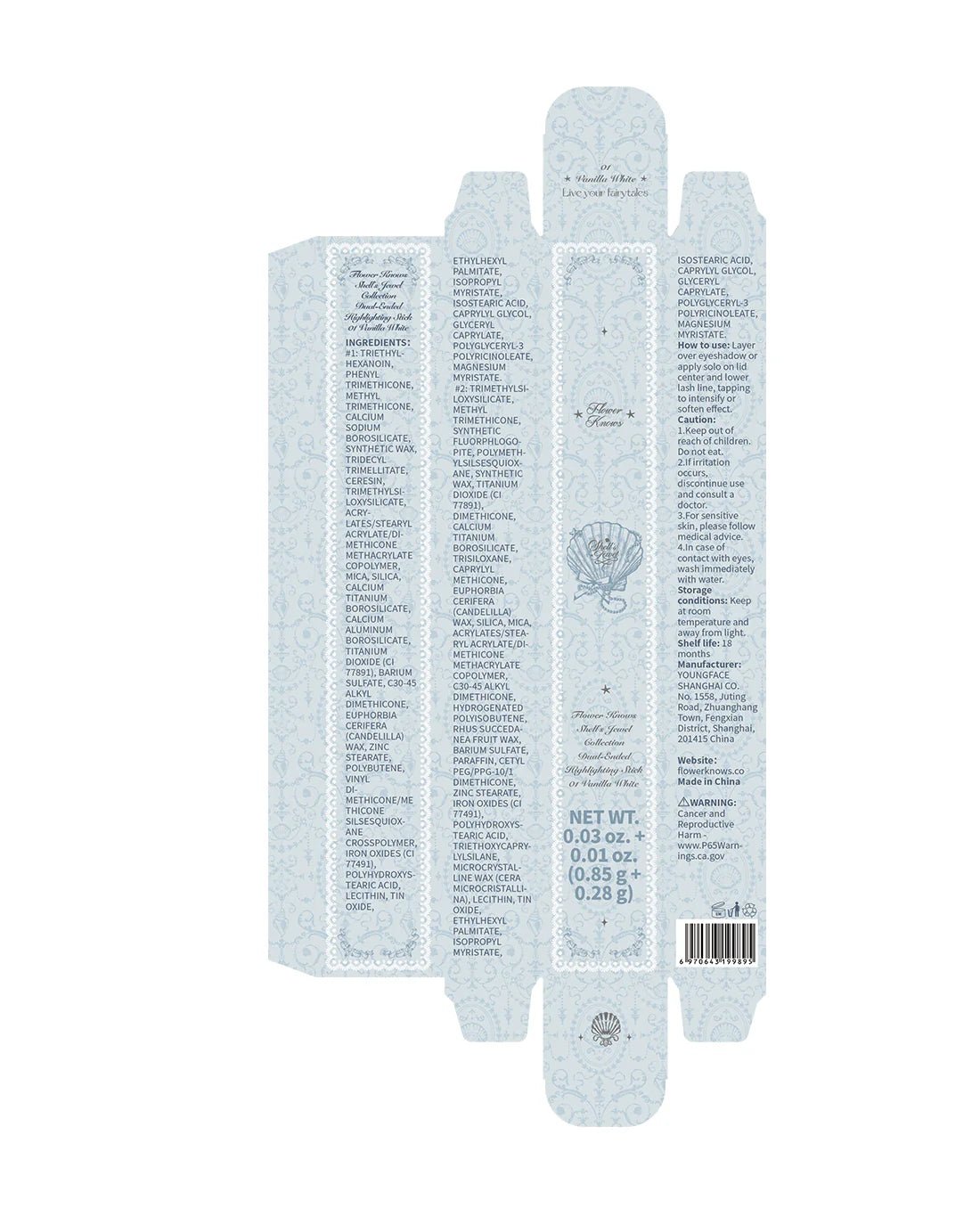 Flower Knows Shell's Jewel Dual - Ended Highlighting Stick 01 Vanilla White