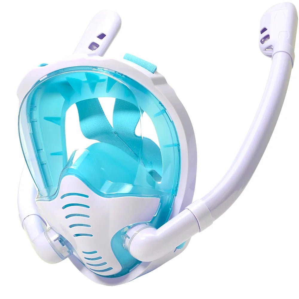 Full Face Snorkel Mask 180°Panoramic View Silicone Dry Top Snorkeling Diving Swimming Goggles With 2 Snorkels Anti - Fog Anti - Leak