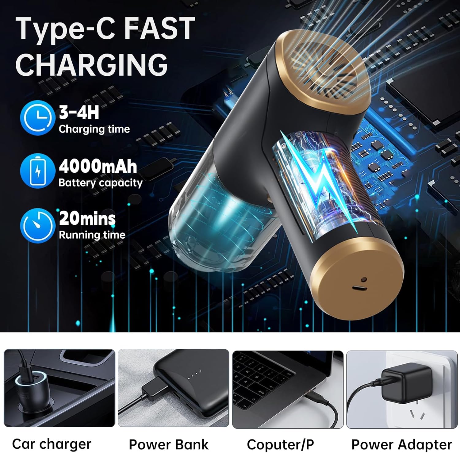 Handheld Mini Vacuum Cleaner and Air Duster, 4 - in1 Hand Held Vacuum Cordless Rechargeable