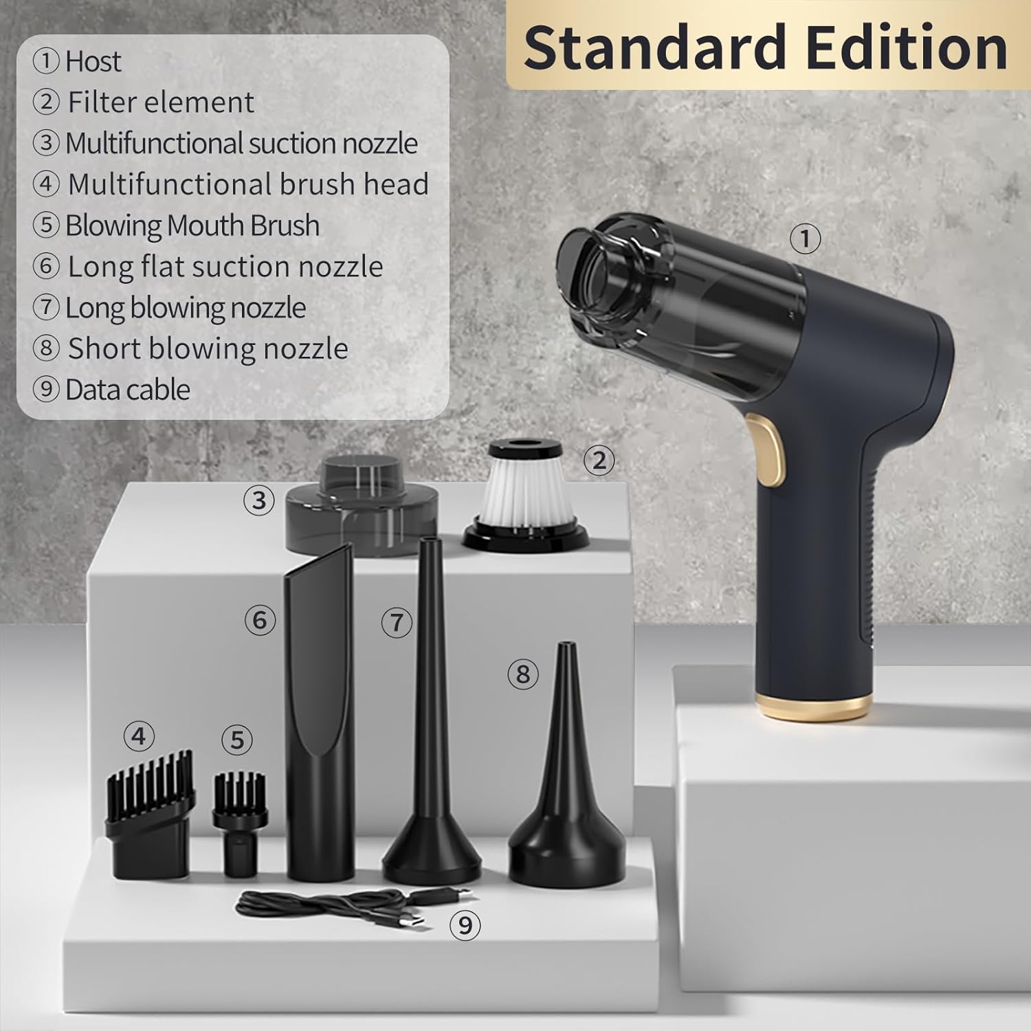 Handheld Mini Vacuum Cleaner and Air Duster, 4 - in1 Hand Held Vacuum Cordless Rechargeable