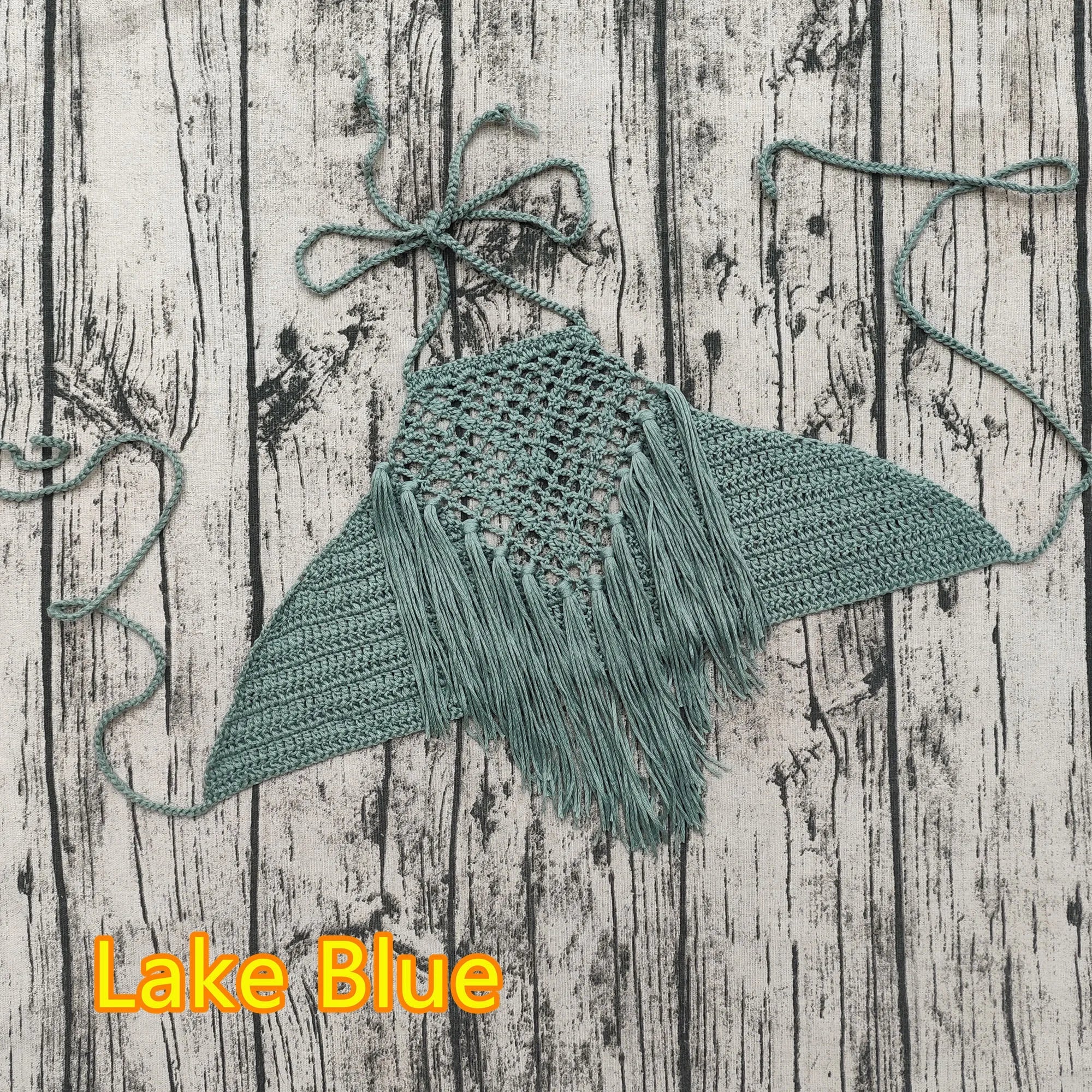 Handmade Crochet Lace Knit Boho Beach Bikini Cami Tank Crop Top Halter