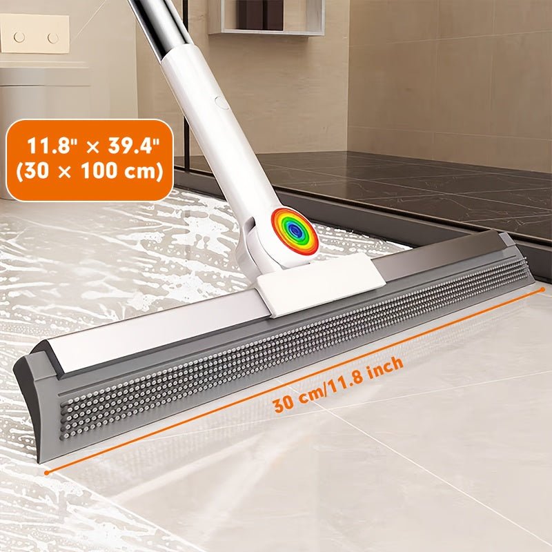 Heavy - Duty Floor Broom & Pet Hair Remover - Long Handle Broom with Non - Stick Bristles, Widened & Lengthened Design for Hardwood, Tile, Carpet, Glass - Ideal For Bathroom, Kitchen, Living Room, Broom For Floor, Kitchen Cleaning, Ergonomic Handle