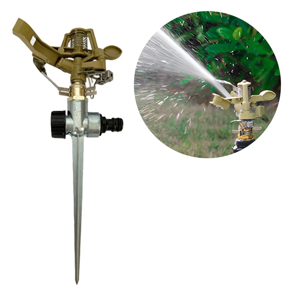 Impact Sprinkler on Retractable Tripod Base Heavy Alloy Water Sprinkler for Yard Lawn Garden 0 - 360° Rotate Large Area Coverage