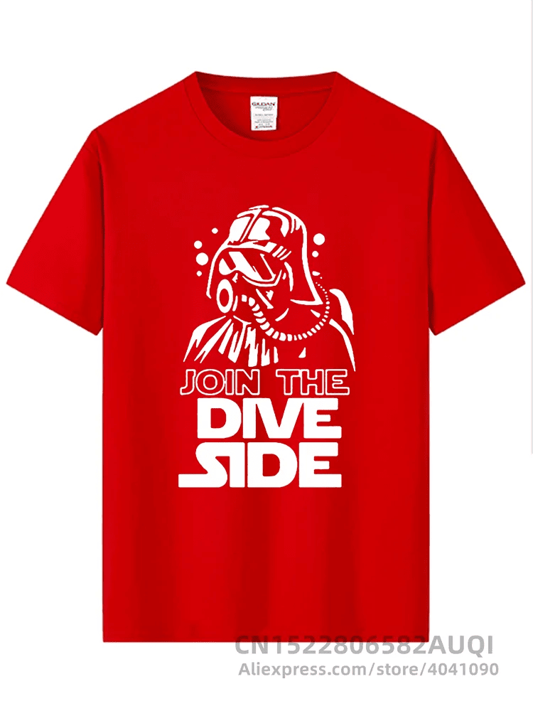 JOIN THE DIVE SIDE DARK Printed T Shirt Cotton Short Sleeve O - Neck Tee - Shirt
