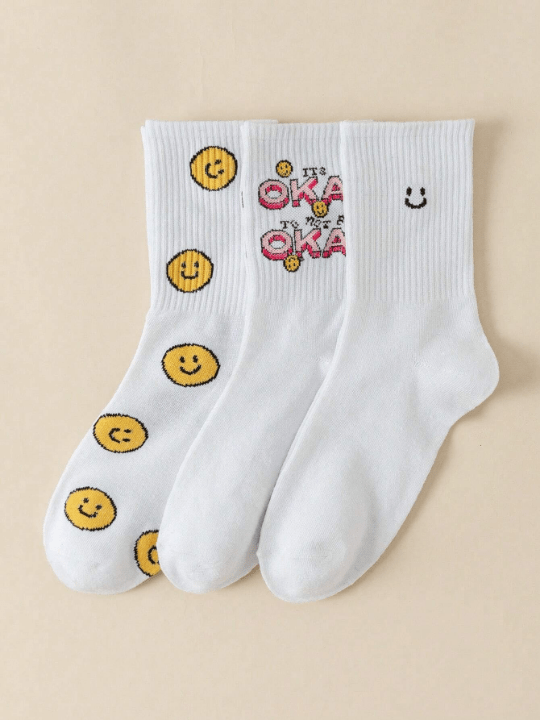 JORD.DESIGNS 3pairs Fashionable Mid - calf Socks With Letter Pattern - Lolli World Marketplace