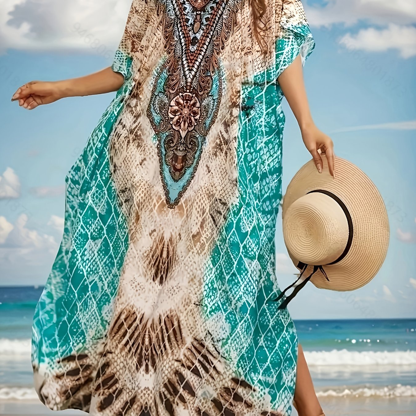 Kaftan Dresses for Women Plus Size Bathing Suit Cover up Vneck Batwing Dress Loose fit Moroccan Caftan mumu Dresses