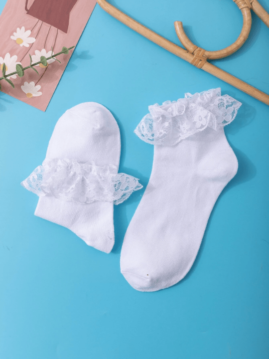 Lace Ruffle Trim Crew Socks - Lolli World Marketplace