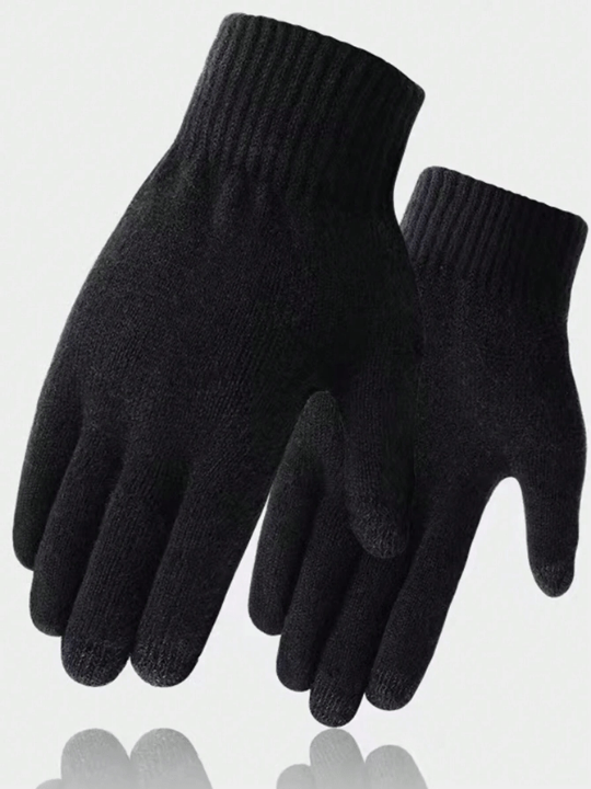 Ladies' Plush Touch Screen Gloves Warm Knitted Gloves For Winter - Lolli World Marketplace