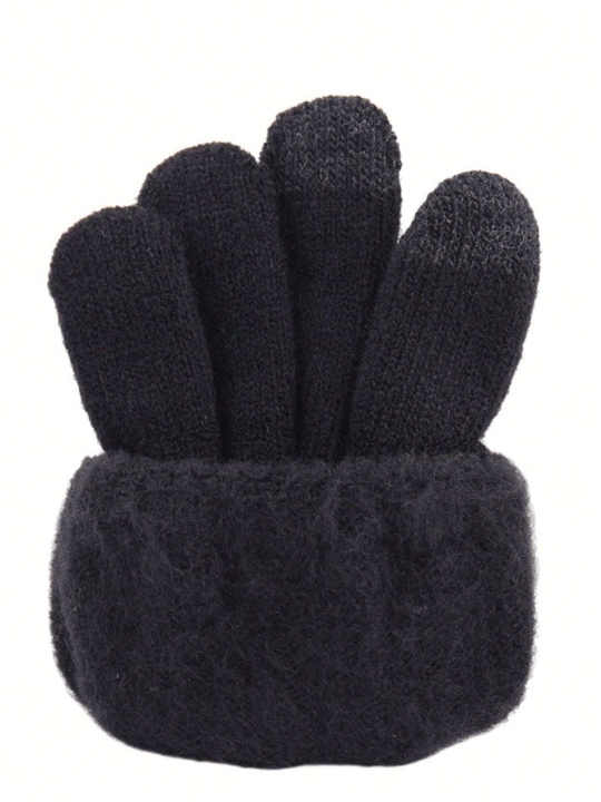 Ladies' Plush Touch Screen Gloves Warm Knitted Gloves For Winter - Lolli World Marketplace