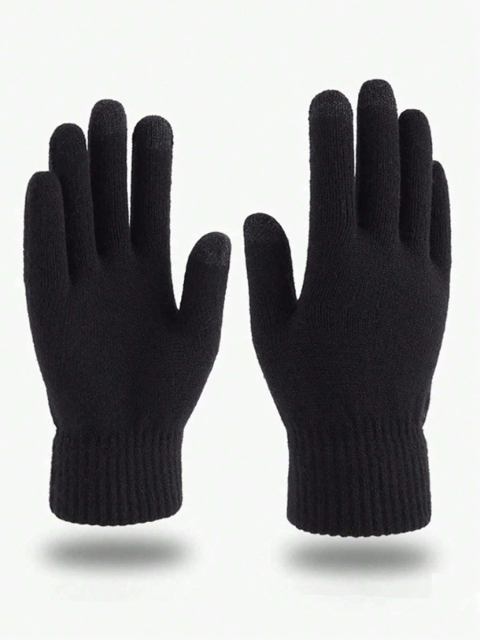 Ladies' Plush Touch Screen Gloves Warm Knitted Gloves For Winter - Lolli World Marketplace