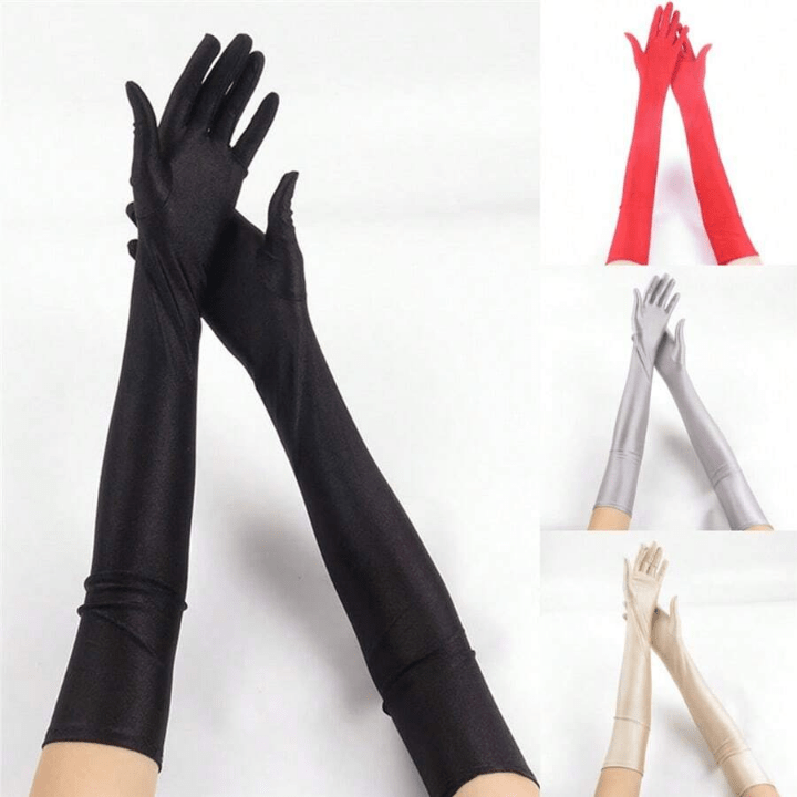 Lycra Gloves For Women, Thin Long Breathable Elastic Solid - Colored Gloves For Stage Performance, Opera, Party, Sunscreen - Lolli World Marketplace