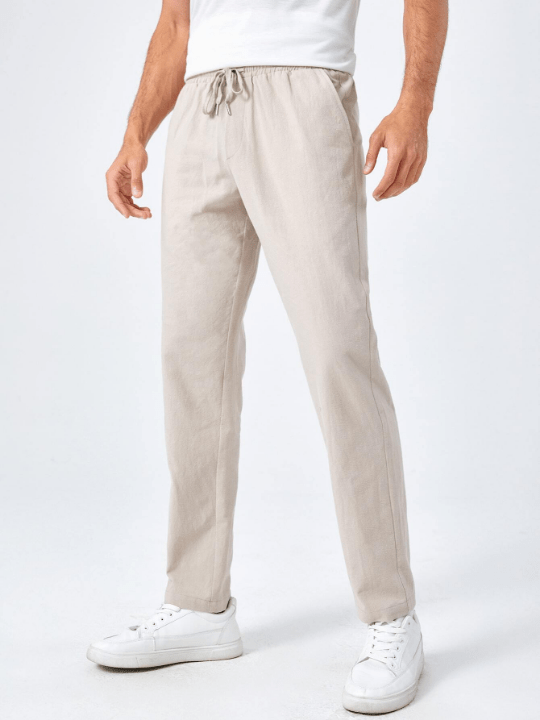 Manfinity Basics Men Cotton Drawstring Waist Pocket Patched Pants - Lolli World Marketplace
