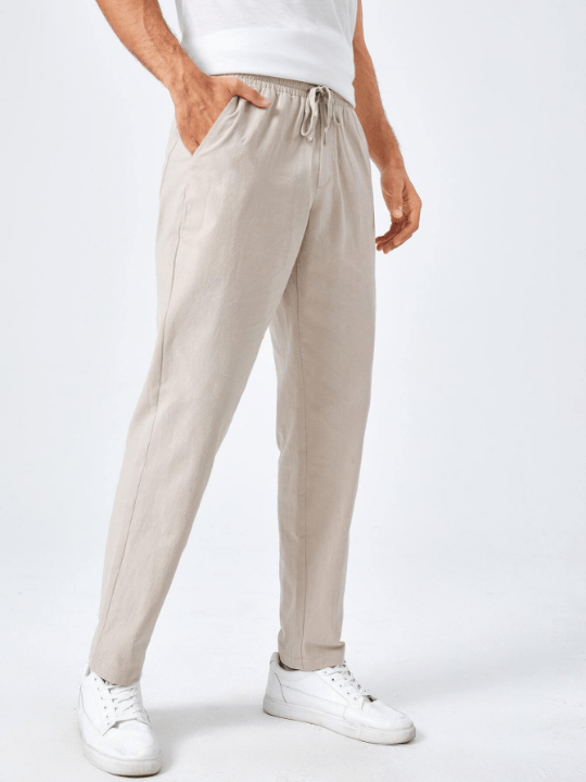 Manfinity Basics Men Cotton Drawstring Waist Pocket Patched Pants - Lolli World Marketplace