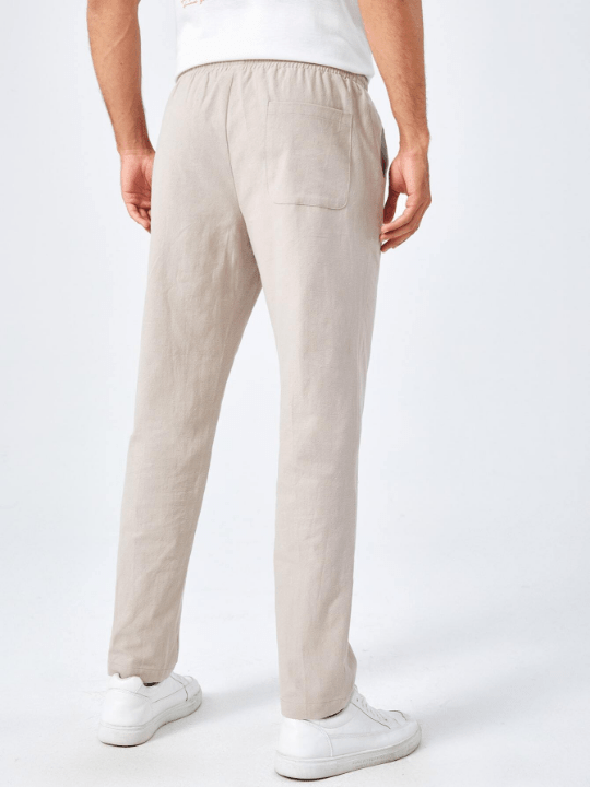 Manfinity Basics Men Cotton Drawstring Waist Pocket Patched Pants - Lolli World Marketplace