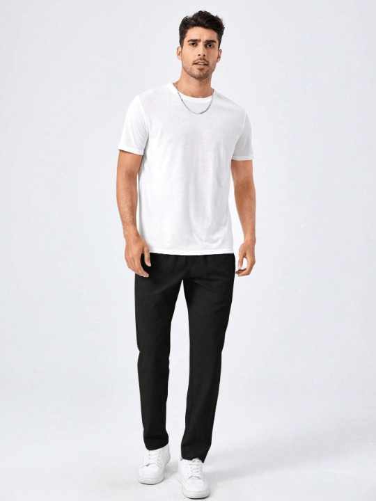 Manfinity Basics Men Solid Drawstring Waist Pants - Lolli World Marketplace