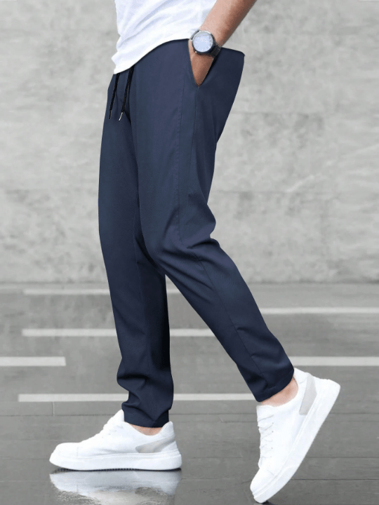 Manfinity Basics Men Solid Drawstring Waist Pants - Lolli World Marketplace