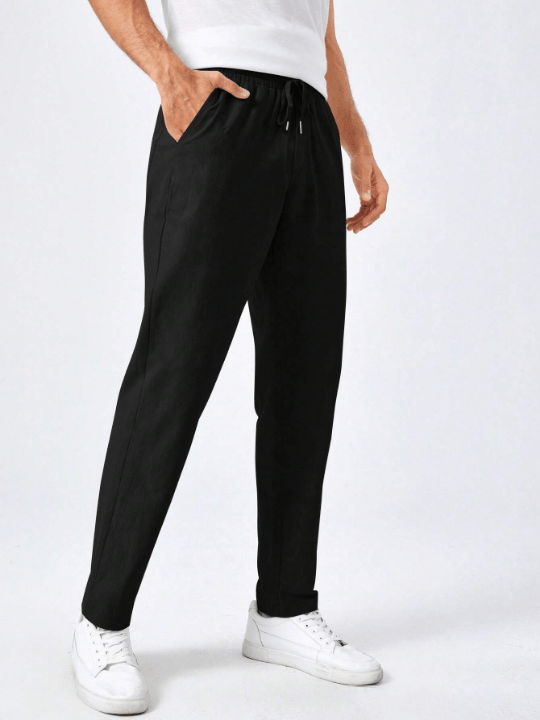 Manfinity Basics Men Solid Drawstring Waist Pants - Lolli World Marketplace